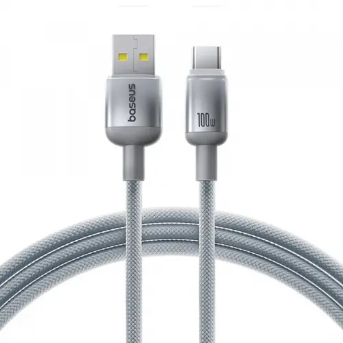Cablu Date si Incarcare USB-A - USB-C Baseus Discolor E0420700, 100W, 2m, Argintiu