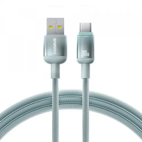 Cablu Date si Incarcare USB-A - USB-C Baseus Discolor E0418500, 100W, 2m, Verde
