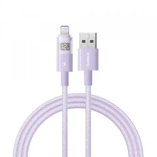 Cablu Date si Incarcare USB-A - Lightning Baseus Display 2 P10382700511-01, 12W, 2m, Mov