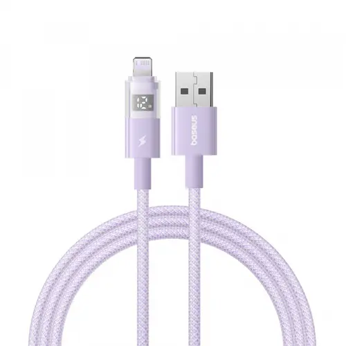 Cablu Date si Incarcare USB-A - Lightning Baseus Display 2 P10382700511-01, 12W, 2m, Mov