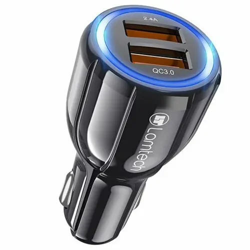 Incarcator auto Lamtech, QC3.0, 3.1A, Negru