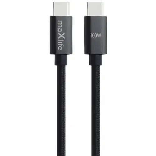 Cablu Date si Incarcare USB-C - USB-C MaXlife MXUC-12, 100W, 1m, Negru
