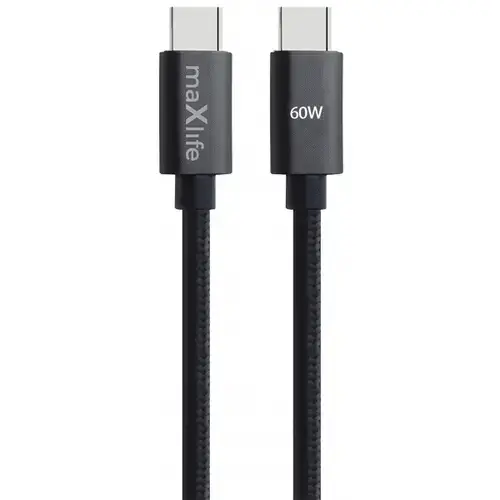 Cablu Date si Incarcare USB-C - USB-C MaXlife MXUC-12, 60W, 1m, Negru