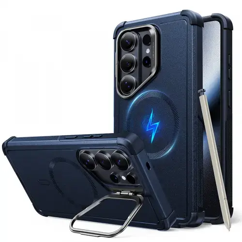Husa MagSafe pentru Samsung Galaxy S26 Ultra, ESR, Cyber Armor Kickstand, Albastra