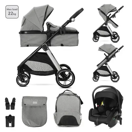 Carucior 3 in 1 Lorelli Aspen, pana la 22 kg, 0 - 36 luni, sasiu aluminiu, Gri