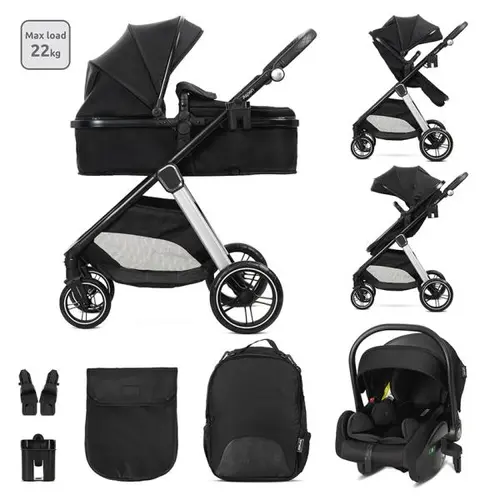 Carucior 3 in 1 Lorelli Aspen, pana la 22 kg, 0 - 36 luni, sasiu aluminiu, Negru