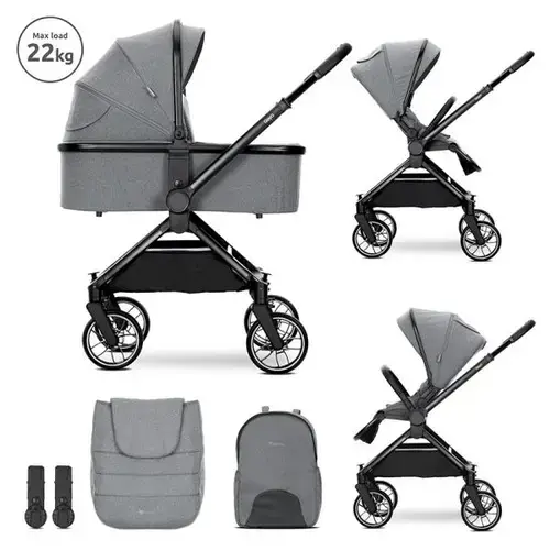 Carucior 2 in 1 Lorelli Reya, cos individual cu maner de transport, maner si sezut reversibile, pana la 22 kg, Gri