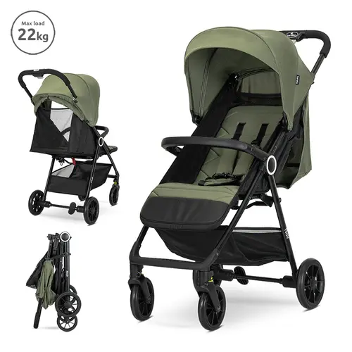 Carucior pentru nou-nascut Lorelli Noir, sistem de pliere cu o singura mana, pana la 22 Kg, Verde