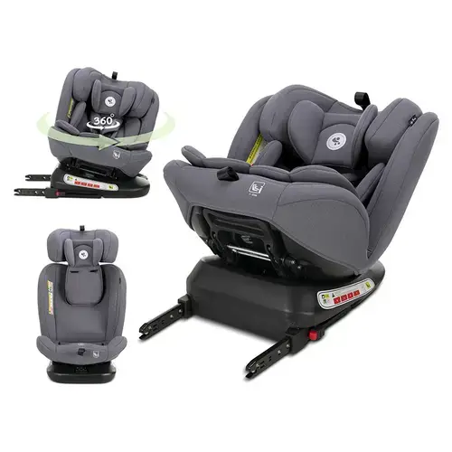 Scaun auto pentru copii Lorelli Capella, i-Size, Isofix, rotativ 360 grade, 0 luni-12 ani, 40-150 cm, Gri