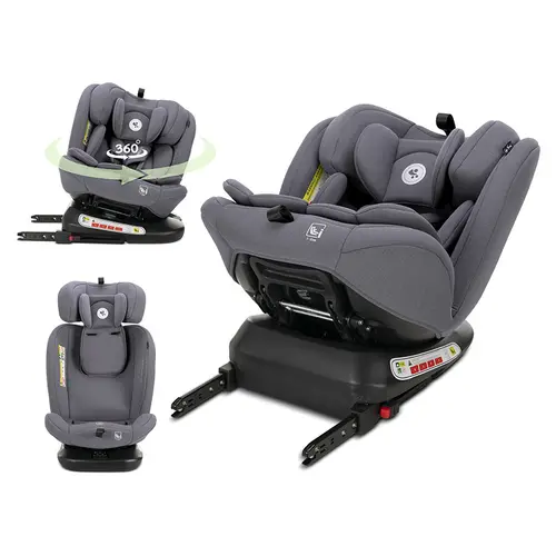 Scaun auto pentru copii Lorelli Capella, i-Size, Isofix, rotativ 360 grade, 0 luni-12 ani, 40-150 cm, Gri