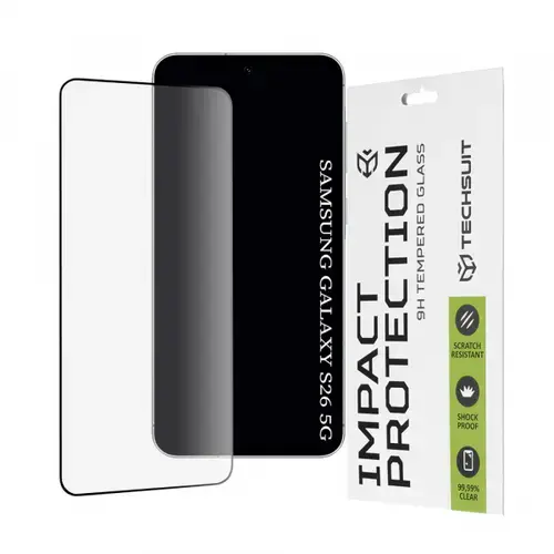 Folie de protectie Ecran  Techsuit pentru Samsung Galaxy S26, Sticla Securizata, Full Glue, 111D, Neagra