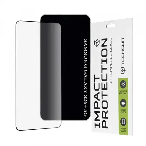 Folie de protectie Ecran  Techsuit pentru Samsung Galaxy S26 Plus, Sticla Securizata, Full Glue, 111D, Neagra