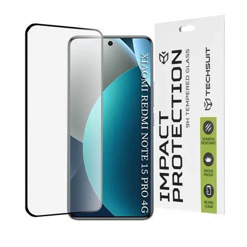 Folie de protectie Ecran Techsuit pentru Xiaomi Redmi Note 15 Pro 4G, Sticla Securizata, Full Glue, 111D, Neagra