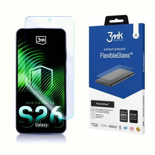 Folie de protectie Ecran 3MK FlexibleGlass pentru Samsung Galaxy S26, Sticla Flexibila, Full Glue, Transparenta