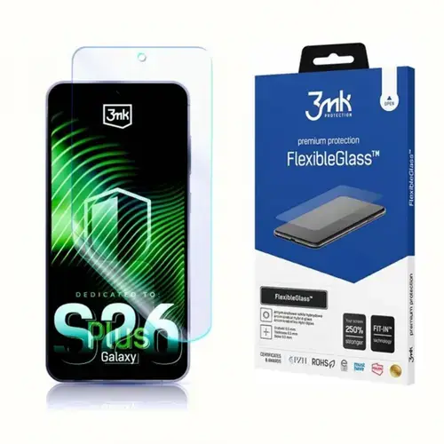 Folie de protectie Ecran 3MK FlexibleGlass pentru Samsung Galaxy S26 Plus, Sticla Flexibila, Full Glue, Transparenta