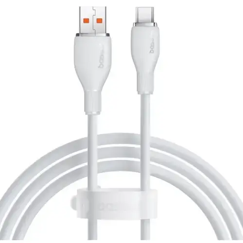 Cablu de date Baseus Pudding, USB-A - USB-C, 100W, 1.2m, Alb