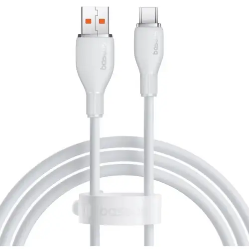 Cablu de date Baseus Pudding, USB-A - USB-C, 100W, 1.2m, Alb