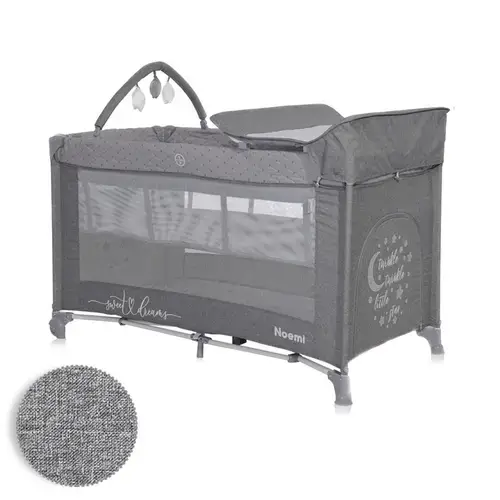 Patut pliabil Lorelli Noemi Plus, 2 nivele cu accesorii, 0 - 6 luni, maxim 11kg, Gri