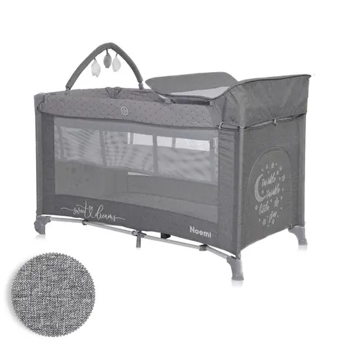 Patut pliabil Lorelli Noemi Plus, 2 nivele cu accesorii, 0 - 6 luni, maxim 11kg, Gri