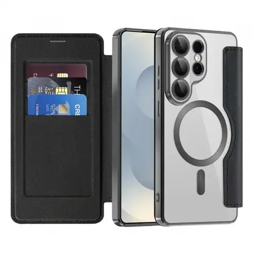 Husa MagSafe pentru Samsung Galaxy S26 Ultra, Techsuit, SmartMag Book, Neagra