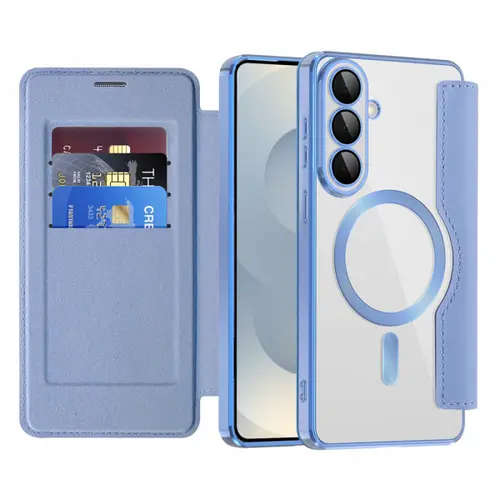 Husa MagSafe pentru Samsung Galaxy S26 Plus, Techsuit, SmartMag Book, Bleu