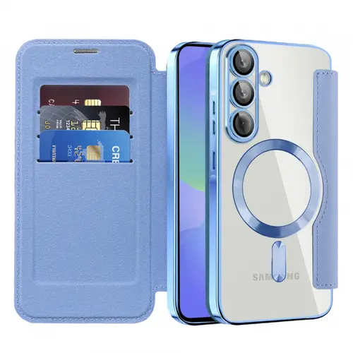 Husa MagSafe pentru Samsung Galaxy A37 5G, Techsuit, SmartMag Book, Bleu