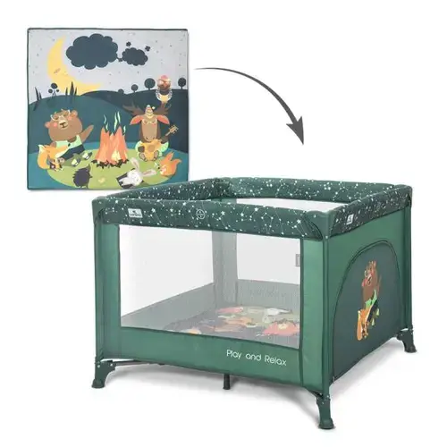 Tarc de joaca Lorelli Play N Relax, 100x100x75 cm, deschidere laterala cu fermoar, geanta de transport, Verde