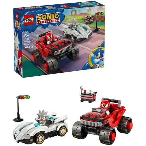 LEGO® Sonic - Masina lui Silver vs Camionul gigant al lui Knuckles 77118, 378 piese