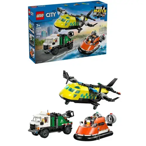 LEGO® City - Avion, autospeciala de service si aeroglisor in versiuni adaptate 60505, 990 piese