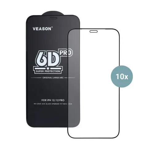 Folie de protectie Ecran Veason PRO pentru Apple iPhone Air, Sticla Securizata, Full Glue, Set 10 bucati, 6D, Neagra