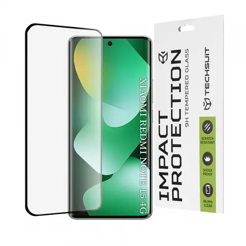 Folie de protectie Ecran Techsuit pentru Xiaomi Redmi Note 15 4G, Sticla Securizata, Full Glue, 111D, Neagra
