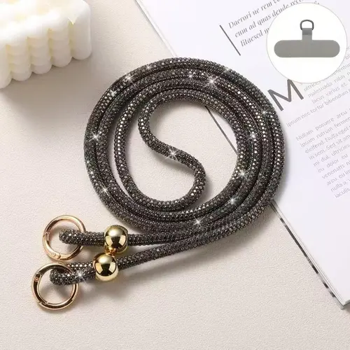 Snur telefon cu cristale Lemontti, 120cm, Gri