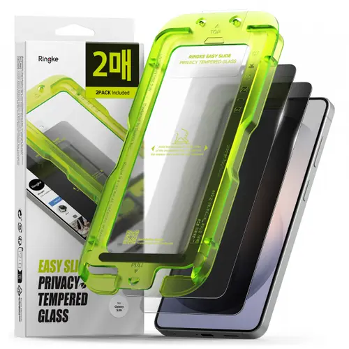 Folie de protectie Ecran Ringke Easy Slide pentru Samsung Galaxy S26, Sticla Securizata, Full Glue, Set 2 bucati, Neagra