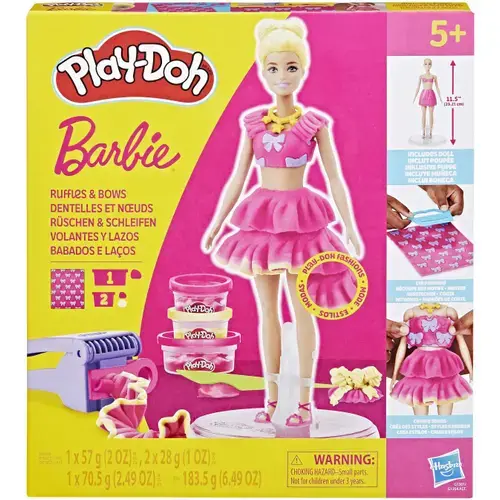 Set Play-Doh Barbie - Creatii vestimentare cu volanase si fundite, cu papusa inclusa