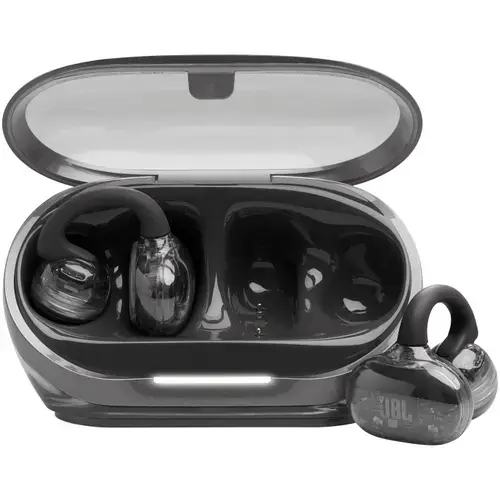 Casti Open-Ear JBL Soundgear Clips, True Wireless, Bluetooth, 4 microfoane, Multipoint, Autonomie 32 ore, IP54, Negru