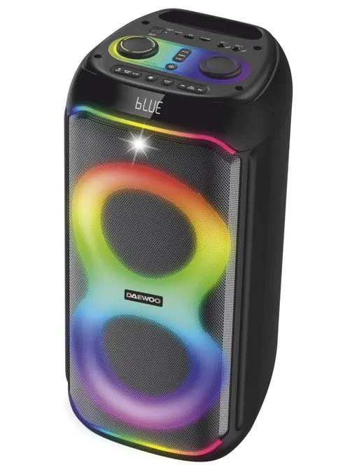 Boxa Portabila Daewoo DPS60, 60W RMS, redare USB si card, telecomanda, microfon wireless, lumini LED, mod karaoke, conectare wireless, Negru