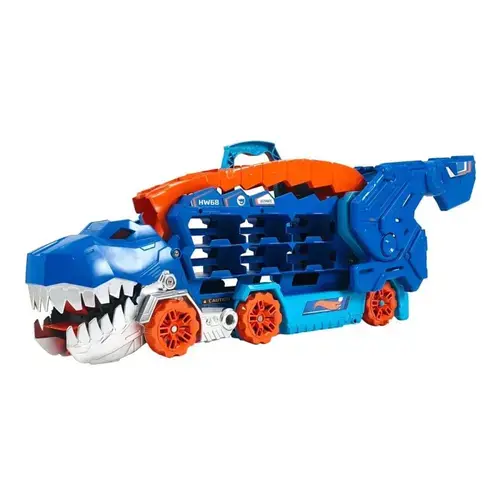 Camion transportator cu 2 masinute Hot Wheels Ultimate T-Rex Transporter