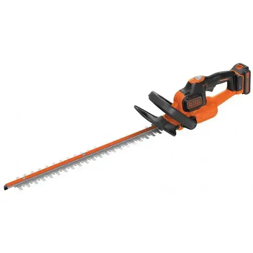 Foarfeca electrica pentru tuns gard viu, Black & Decker, cu acumulator 18 V, 2.0 Ah, lama 45 cm