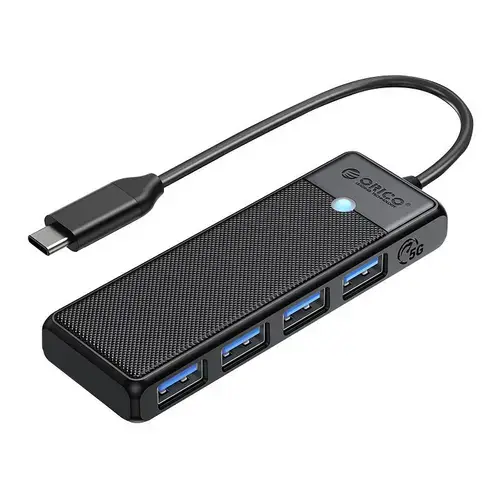 Adaptor Hub Orico 4-in-1 PAPW4A-C3-015-BK-EP, USB-C la 4x USB 3.0, 5 Gbps, Negru