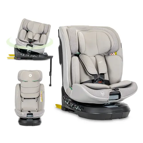 Scaun auto pentru copii Lorelli Solaris, i-Size, Isofix, picior de sprijin, rotativ 360, 40-150 cm, 0 luni-12 ani, Gri