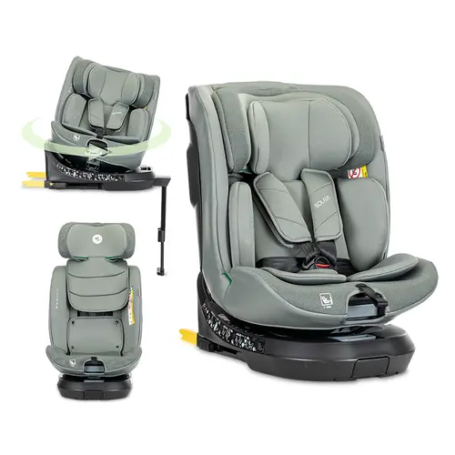 Scaun auto pentru copii Lorelli Solaris, i-Size, Isofix, picior de sprijin, rotativ 360, 40-150 cm, 0 luni-12 ani, Verde