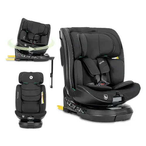 Scaun auto pentru copii Lorelli Solaris, i-Size, Isofix, picior de sprijin, rotativ 360, 40-150 cm, 0 luni-12 ani, Negru