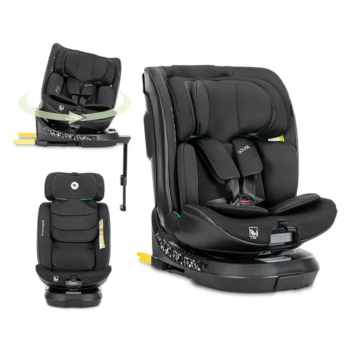 Scaun auto pentru copii Lorelli Solaris, i-Size, Isofix, picior de sprijin, rotativ 360, 40-150 cm, 0 luni-12 ani, Negru