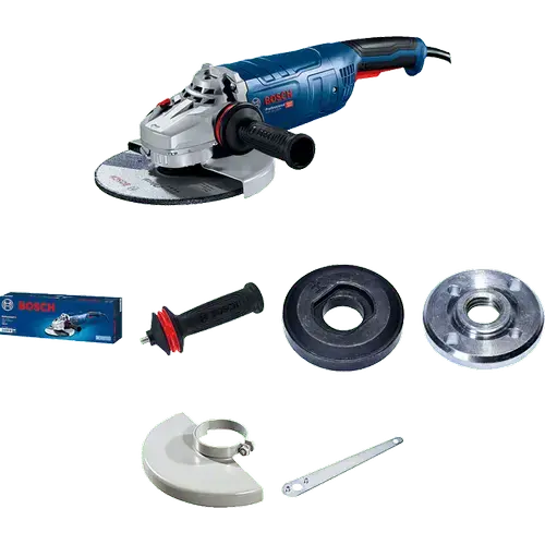 Polizor unghiular Bosch Professional 06018C3100, 2400 W, 6500 RPM, 230 mm diametru disc, M14 arbore, capac protectie, cheie pentru splinturi, cutie carton, flansa de prindere, maner suplimentar, piulita de strangere