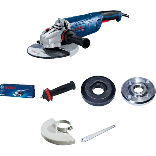 Polizor unghiular Bosch Professional 06018C3100, 2400 W, 6500 RPM, 230 mm diametru disc, M14 arbore, capac protectie, cheie pentru splinturi, cutie carton, flansa de prindere, maner suplimentar, piulita de strangere