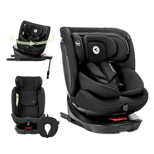 Scaun auto pentru copii Lorelli Concord Pro, Isofix, picior de sprijin, rotativ 360, cu perna de calatorie, 40-150 cm, 0 luni-12 ani, Negru