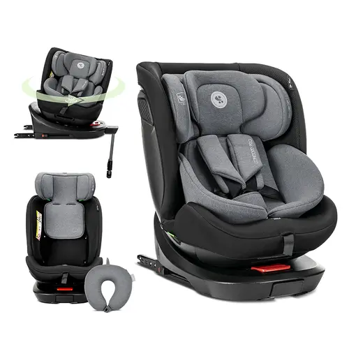 Scaun auto pentru copii Lorelli Concord Pro, Isofix, picior de sprijin, rotativ 360, cu perna de calatorie, 40-150 cm, 0 luni-12 ani, Gri