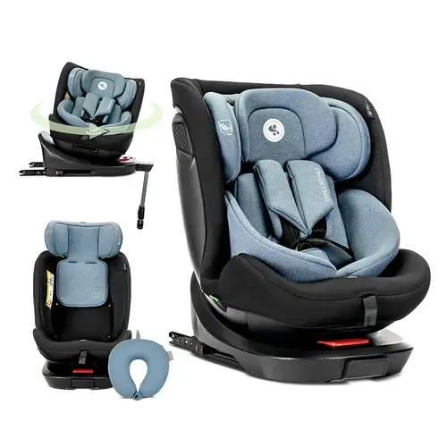 Scaun auto pentru copii Lorelli Concord Pro, Isofix, picior de sprijin, rotativ 360, cu perna de calatorie, 40-150 cm, 0 luni-12 ani, Albastru