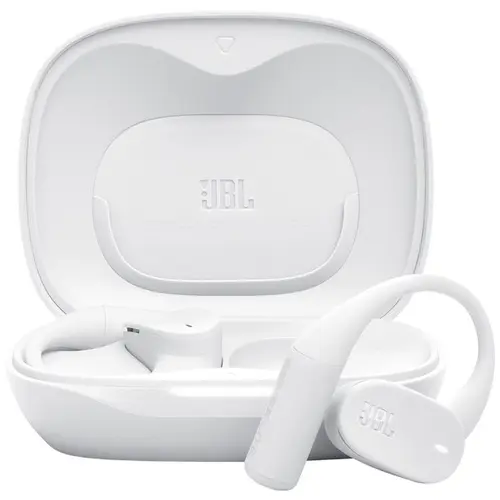 Casti Alergare Open-Ear JBL Sense Lite, True Wireless, Bluetooth, 4 microfoane, Multipoint, Autonomie 32 ore, IP54, Alb