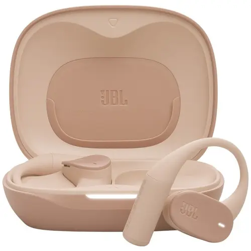 Casti Alergare Open-Ear JBL Sense Lite, True Wireless, Bluetooth, 4 microfoane, Multipoint, Autonomie 32 ore, IP54, Bej